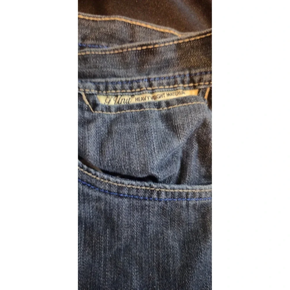 G-Unit Denim Co Mens 34 Dark Wash Embroidered Baggy Jean Shorts Vintage Y2K